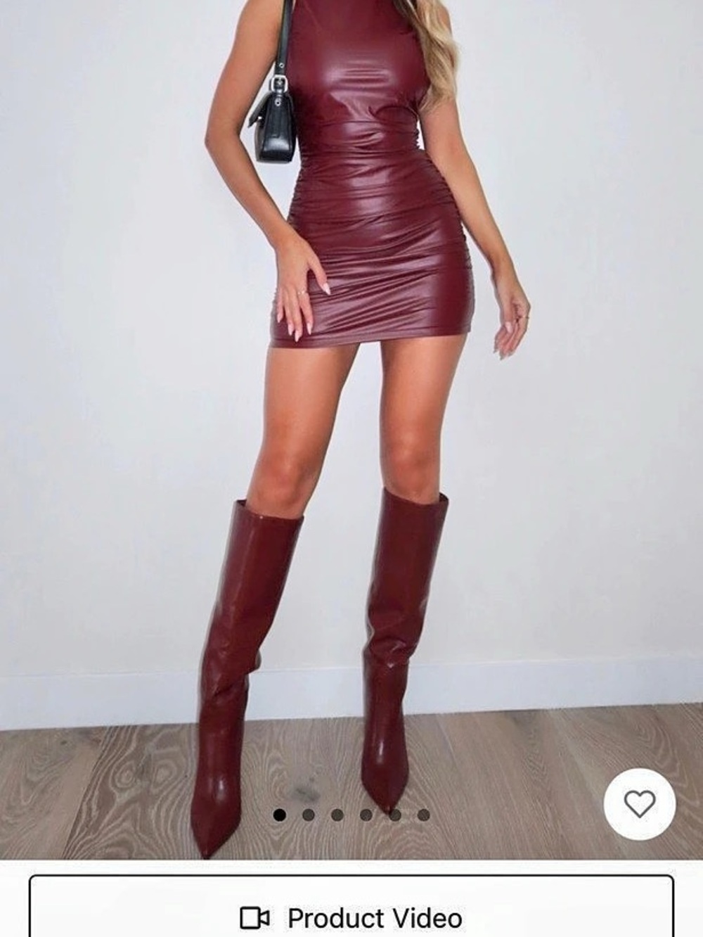 White Fox Feeling Toxic PU Mini Dress Burgundy Medium